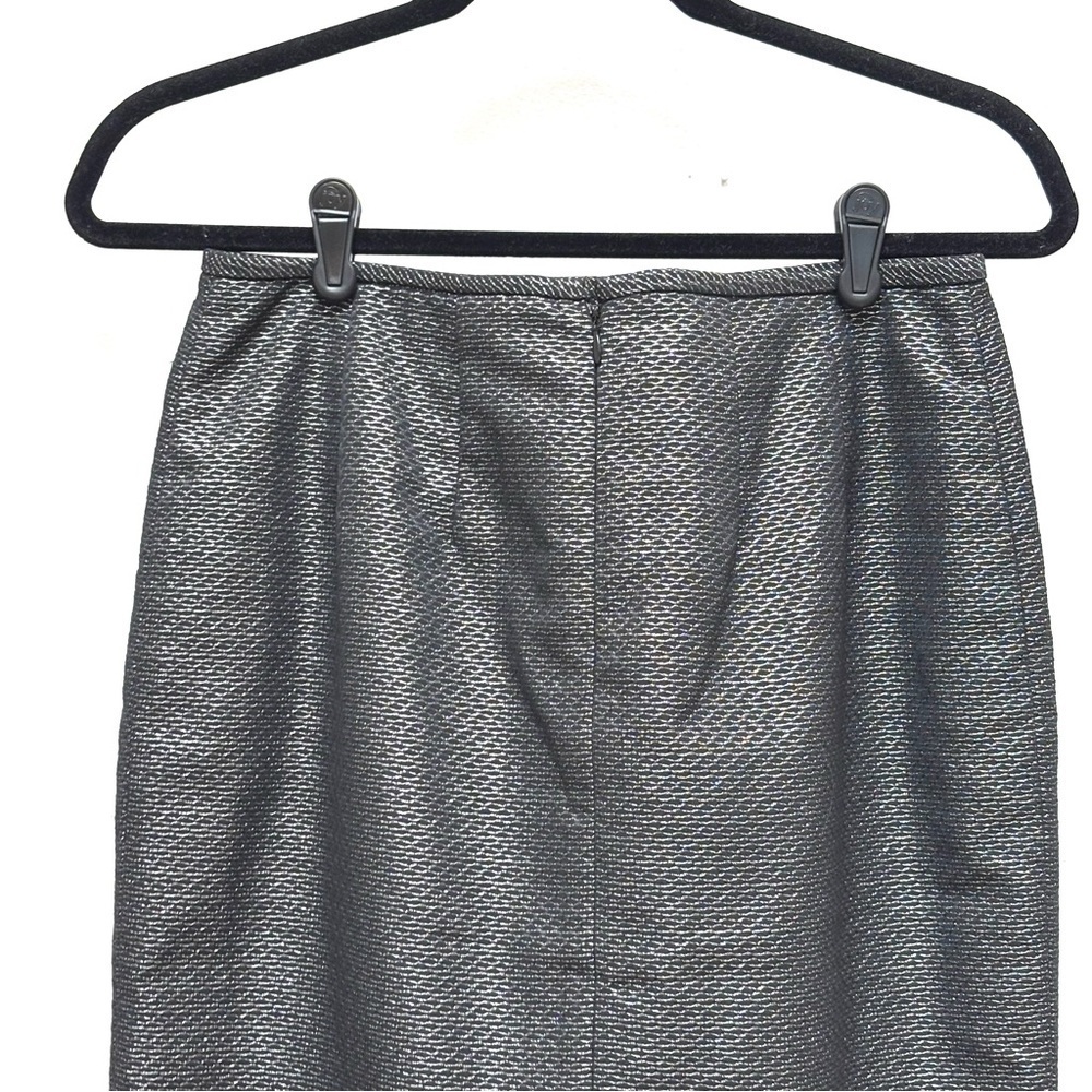 Calvin Klein Metallic Jacquard Straight Pencil Skirt Classic Black Silver 2 New - Picture 7 of 11